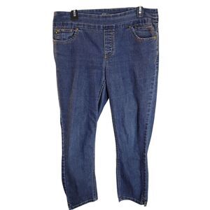 Reitmans Womens Size 9 Blue Solid Pull On Skinny Cropped Jeans
